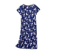 Camisón de Manga Corta de Mujer, Camisones de Verano de Mujer 60% algodón Camisones de Talla Grande (Azul,XL)