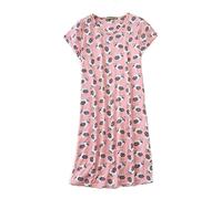 Camisón de Manga Corta de Mujer, Camisones de Verano de Mujer 60% algodón Camisones de Talla Grande (Rosa-2,XL)