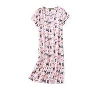 Camisón de Manga Corta de Mujer, Camisones de Verano de Mujer 60% algodón Camisones de Talla Grande (Rosa-1,XL)