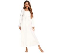 Camisón de Manga Larga para Mujer Camisón Blanco Camisón de Manga Larga Ropa de Dormir Victoriana Vestido de salón Camisón de enfermería Vestido de Maternidad Blanco 2 XL