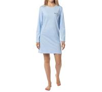 Camisón de manga larga para mujer, suave jersey simple, 100% algodón, con diseño Good Night, azul claro, XXXL