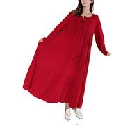 Camisón de Mujer de Manga Larga de Modal Suave y elástico, Ropa de Dormir para Mujer, Bata de Noche para Mujer Talla Grande (Rojo,Una Talla)