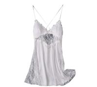 Camisón de noche para mujer larga, camisón para mujer, largo raso con tirantes ajustables, vestido elegante y elegante con cuello en V, longitud de la rodilla, holgada, informal, color sólido