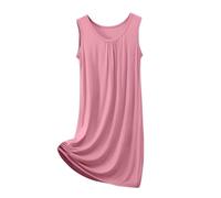 Camisón de Verano para Mujer cómodo Cuello sin Mangas para Estar en casa Ropa de Dormir básica Informal Estilo Minimalista Femenino Ligereza para Soñar