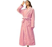 Camisón Engrosado De Franela Estilo Extendido De Invierno Para Hombres Hasta Los Tobillos Color Sólido Calidez Pareja Albornoz Mujer,Muchacha Rosada,3XL