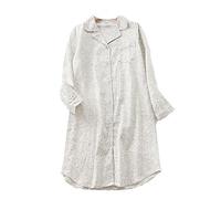 Camisón Mujer Manga Larga algodón con Botones Camisa de Dormir Camison de Manga Larga para Mujer (4#,M)