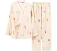 Camisón Mujer Pijamas De Otoño E Invierno Traje De Embarazo De Lactancia Materna De Algodón De Manga Larga Para Mujer,A,XL