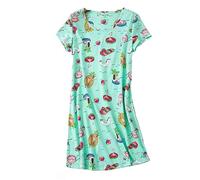 Camisón Mujer Verano Camisones de algodón Manga Corta Ropa de Dormir Imprimiendo Pijamas Camisónes Elegante Grande Talla Nightdress