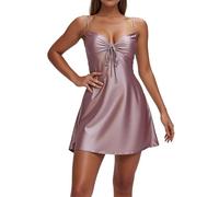 Camison Mujer - Women's Sleeveless Nightgown with Built In Bra Comfortable Sleepshirt For Daily Wear Home and out Casual Strap Dress Soft Summer Sleep Dress with Tie Detail (XL)