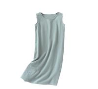 Camisón Para Mujer - Camisón De Tela De Crepé De Algodón Para Mujer De Verano, Vestido Sin Mangas, Color Sólido, Talla Grande, Chaleco Suelto, Falda Para Mujer, Verde, Xl