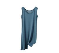 Camisón Para Mujer - Camisones De Verano Para Mujer, Camisón Sin Mangas De Algodón, Talla Grande, Camisón Suelto Para Mujer, Ropa Informal Para El Hogar, Vestido Para Dormir, Azul Verde, 5Xl