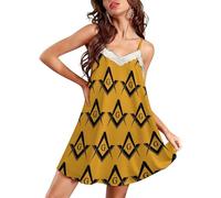 Camisón para mujer con patrón de masonería, camisón sin mangas para adultos, Estilo:, 3XL