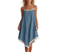 Camisón para mujer, de algodón y lino, con tirantes delgados, camisón de verano, casual, de encaje, ropa de dormir, vestido de noche para mujer, lencería sin mangas, camisones, ropa de descanso, ropa