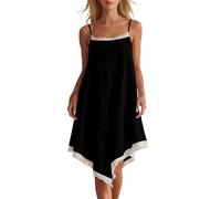 Camisón para mujer, de algodón y lino, con tirantes delgados, camisón de verano, casual, de encaje, ropa de dormir, vestido de noche para mujer, lencería sin mangas, camisones, ropa de descanso, ropa