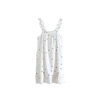 Camisón para Mujer - Dulce Chaleco Vestido Mujer Salón Ropa De Dormir Suelta Camisones Mujer Volantes Verano Algodón Camisón Camisa De Noche,Blanco,XL