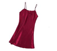 Camisón Para Mujer - Pijamas Sexys Para Mujer, Camisón De Seda Con Tirantes, Vestidos De Noche Para El Hogar Con Cuello Halter Fino De Seda Helada Para Primavera Y Verano, Rojo, Xl