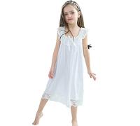 Camisón para niña, pijama de encaje Blanco 6-7 Años