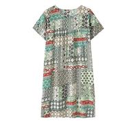 CamisóN SeñOra Mayor Algodón Vestidos Casual Flexibles Camisones Mujer Manga Corta Pijamas Entretiempo Estampados Algodón Vestido Largo Camisones Ropa de Dormir