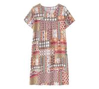 Camisón señora Mayor Algodón Vestidos Casual Tallas Grandes Flexibles Camisones Mujer Manga Corta Pijamas Entretiempo Estampados Sleepshirt De Corte Clásico Batas De Casa Mujer