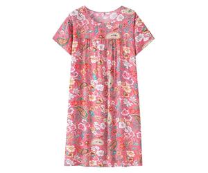 Camisón señora Mayor Algodón Vestidos Casual Tallas Grandes Flexibles Camisones Mujer Manga Corta Pijamas Entretiempo Estampados Sleepshirt De Corte Clásico Batas De Casa Mujer
