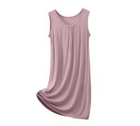 Camisón sin mangas modal para mujer, talla grande, casual, holgado, suave, cuello redondo, transpirable, pijama para dormitorio, hogar, verano, noche, viajes, XL-8XL, caqui, XL