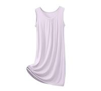 Camisón sin mangas modal para mujer, talla grande, casual, holgado, suave, cuello redondo, transpirable, pijama para dormitorio, hogar, verano, noche, viajes, XL-8XL, blanco, XXL
