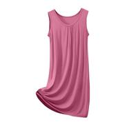 Camisón sin mangas modal para mujer, talla grande, casual, holgado, suave, cuello redondo, transpirable, pijama para dormitorio, hogar, verano, noche, viajes, XL-8XL, rosso, XL