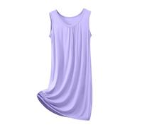 Camisón sin mangas modal para mujer, talla grande, casual, holgado, suave, cuello redondo, transpirable, pijama para dormitorio, hogar, verano, noche, viajes, XL-8XL, Morado (, XXL