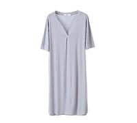 Camisones de Algodón Modal para Mujer Vestido Manga Corta Camisón Super Suave Pijama Ropa de Dormir Talla Grande Verano Camisa de Dormir (Azul,XL)