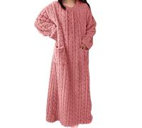 Camisones de manga larga cómodos, conjunto de pijama de invierno para mujer | Albornoz acogedor para la mañana de invierno, bata de baño de felpa de manga larga con bolsillos, traje casual