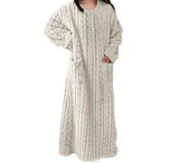 Camisones de manga larga cómodos, conjunto de pijama de invierno para mujer | Albornoz acogedor para la mañana de invierno, bata de baño de felpa de manga larga con bolsillos, traje casual