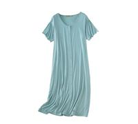 Camisones de Mujer 100% algodón Modal Camisones Mujer Manga Corta Verano Camisón Mujer con Botones Camisón Abierto por Delante (3#,M)