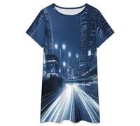 Camisones De Mujer - Calles De La Ciudad Pijama Holgado De Manga Corta para Verano Vestido Suave Y Cómodo Sexy Tallas Grandes. 2XL