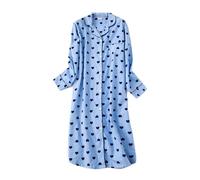 Camisones de Mujer， Camisón Mujer de Manga Larga Algodón Enrejado Camisa de Dormir Mangas Largas con Botones Nightshirt Tallas Grandes M-2XL (6#,L)