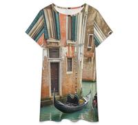 Camisones De Mujer - Ciudad del Mar Camisón De Manga Corta para Estar En Casa Tallas S-3Xl Holgado Largo Suave para El Verano. S