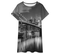 Camisones De Mujer - Ciudad Nocturna Vestido Pijama Vintage De Algodón Suave De Manga Corta Holgado para Estar En Casa Elegante para Dormir. S