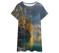 Camisones De Mujer - Lago Dashan Camisón Holgado De Manga Corta De Verano Talla Grande Estilo Vintage Ropa De Dormir Y Estar En Casa. 2XL