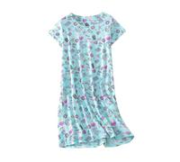 Camisones largos de algodón de manga corta para mujer del Reino Unido, camisones de manga corta para mujer, ajuste relajado, ropa de dormir cómoda que absorbe el sudor para dormir y ocio interior
