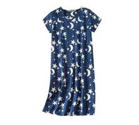Camisones largos de algodón de manga corta para mujer del Reino Unido, camisones de manga corta para mujer, ajuste relajado, ropa de dormir cómoda que absorbe el sudor para dormir y ocio interior