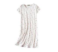 Camisones largos de algodón de manga corta para mujer del Reino Unido, camisones de manga corta para mujer, ajuste relajado, ropa de dormir cómoda que absorbe el sudor para dormir y ocio interior