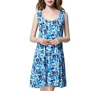 Camisones Mujer Algodón Largos Camisón Mujer Tirantes sin Manga Camisones para Mujer Tallas Grandes Camisones Mujer Cuello Redondo Pijamas de Talla Grande (Azul-1,3XL)