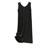 Camisones Mujer Algodón Modal Largos Camisón Mujer Tirantes sin Manga Camisones para Mujer Tallas Grandes Camisones Mujer Cuello Redondo Pijamas de Talla Grande (6#,L)