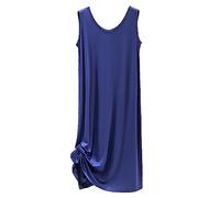 Camisones Mujer Algodón Modal Largos Camisón Mujer Tirantes sin Manga Camisones para Mujer Tallas Grandes Camisones Mujer Cuello Redondo Pijamas de Talla Grande (8#,L)
