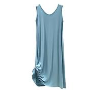 Camisones Mujer Algodón Modal Largos Camisón Mujer Tirantes sin Manga Camisones para Mujer Tallas Grandes Camisones Mujer Cuello Redondo Pijamas de Talla Grande (7#,XL)
