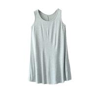 Camisones Mujer Algodón Modal Largos Camisón Mujer Tirantes sin Manga Camisones para Mujer Tallas Grandes Camisones Mujer Cuello Redondo Pijamas de Talla Grande (1#,L)