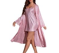 Camisones Mujer Invierno - Pijama De Seda De Imitación Elegante Y Sexy De Moda Informal para Ropa De Casa De Seda De Hielo Traje De Bata con Tirantes (S)