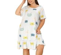 Camisones para mujer de algodón de manga corta camiseta de dormir tallas grandes vestido de noche corto de gran tamaño ropa de dormir elegante suelto suave pijama gordito ropa de noche vestido de