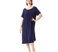 Camisones para Mujer Verano Camisones para Mujer Ropa De Dormir Señoras Suave Transpirable Camisón (Azul Marino,L)