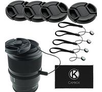 CAMKIX 4 Piezas Snap-on Lentes Cap o Centro Apriete la Tapa del Objetivo para Nikon, Canon, Sony y Otros DSLR Camera - Un Paño de Microfibra para Limpiar Incluido (72mm)