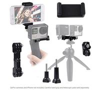 CamKix Doble montaje Compatible con GoPro Hero, soporte para telefono universal y adaptador de trípode - Grabar la cámara de video con 2 diferentes angulos de forma simultanea - Usa tu Smartphone como un visor y el controlador para su GoPro